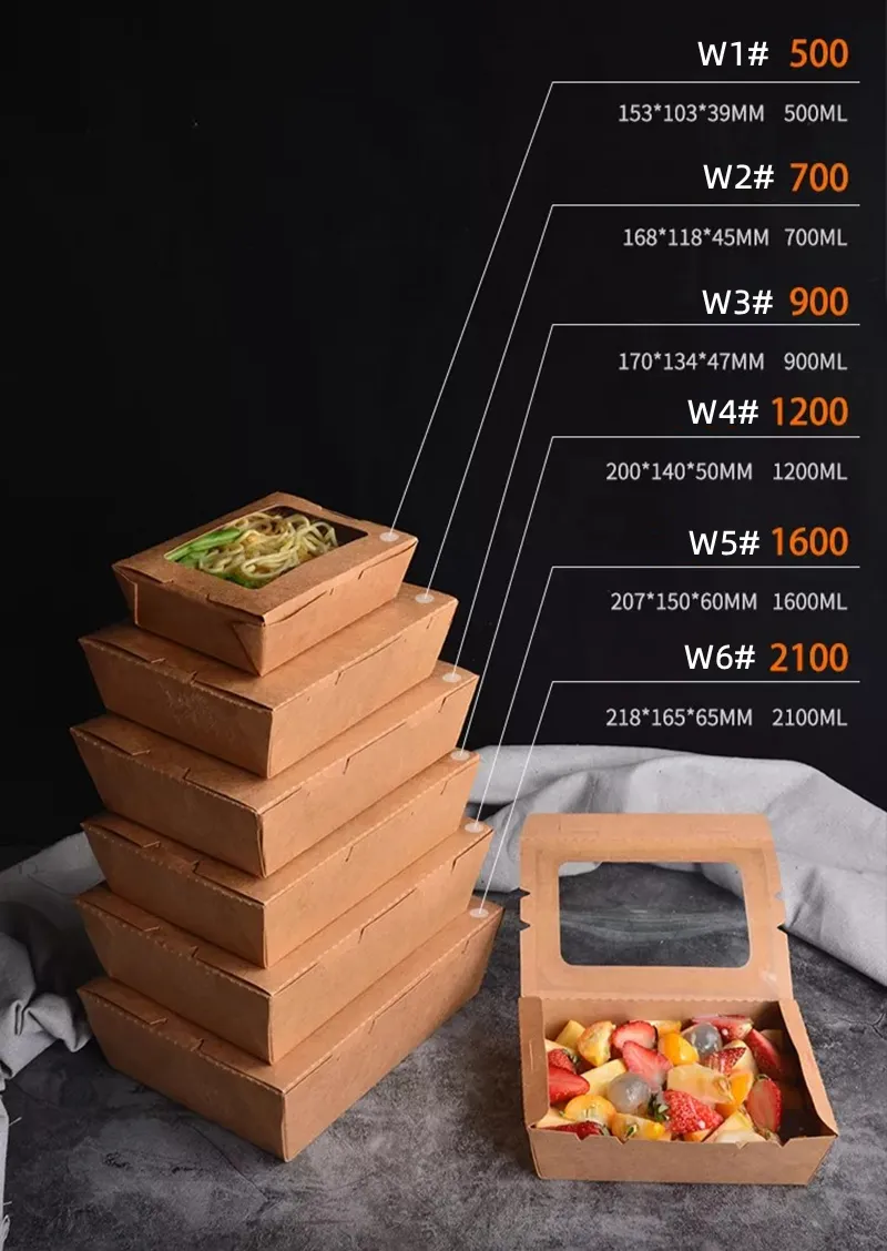 Multiple Capacity Options of Eco-Friendly Kraft Paper Deli Boxes Ranging from 26oz to 96oz