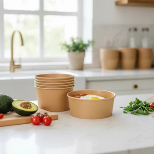 Custom Printed Kraft Paper Soup Cup with Lid for Hot Soup