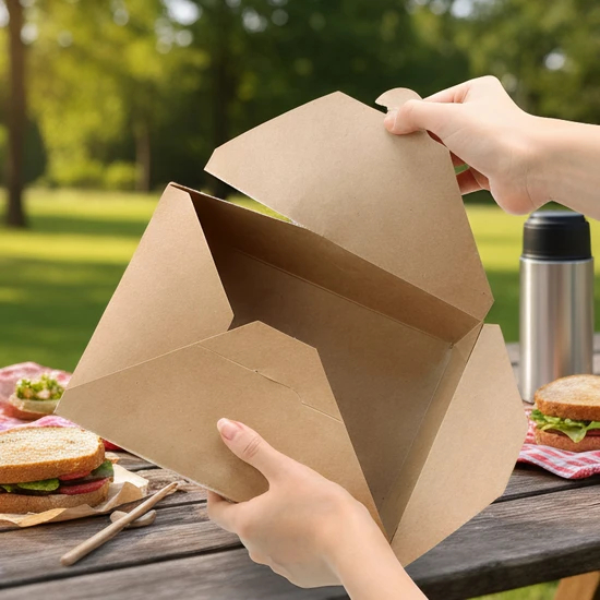 3 Layer Recycled Kraft Paper Food Box KPB-021 with Self-Lock Window