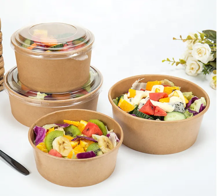 Biodegradable yogurt cup and disposable paper bowl with secure PP lid for commercial food packaging