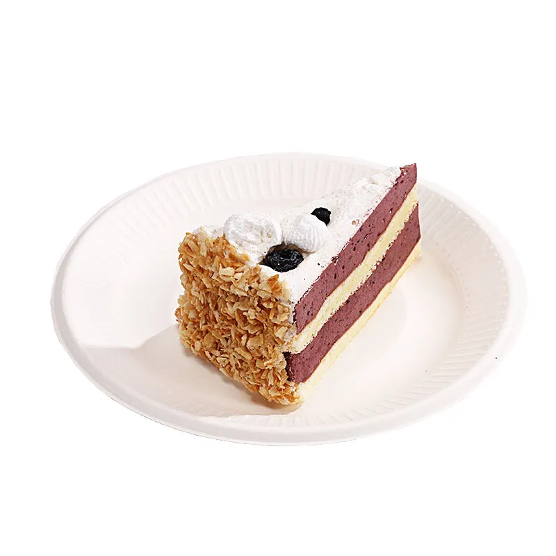Customized round disposable cake plate made from heavy-duty sugarcane pulp