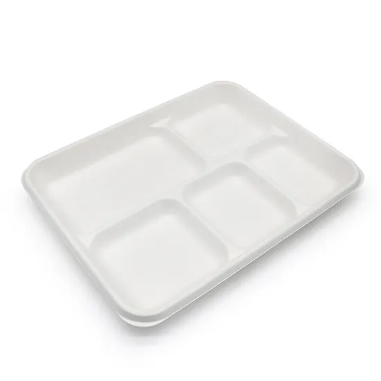 Biodegradable 5-Compartment Food Tray with Cover BIOHS-BT5