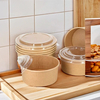Compostable Kraft Paper Lunch Bowl Boxes with Lid for Food Packaging