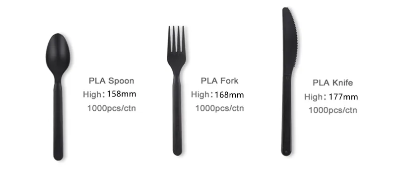 Heat resistant up to 90 degrees CPLA disposable utensils for hot meals and soups
