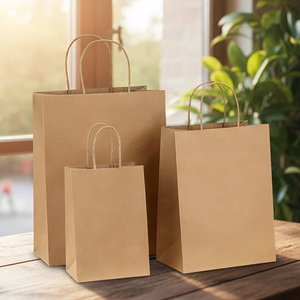 Custom Logo Recycled Kraft Paper Shopping Bag PBH-001 with Handles