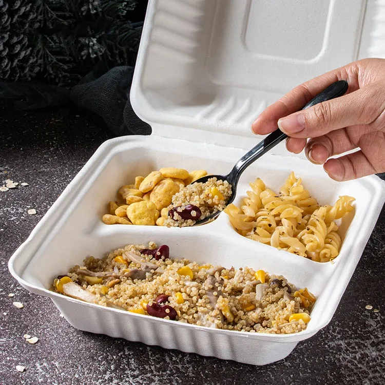 Water and oil resistant biodegradable takeout box safely holding hot and greasy food