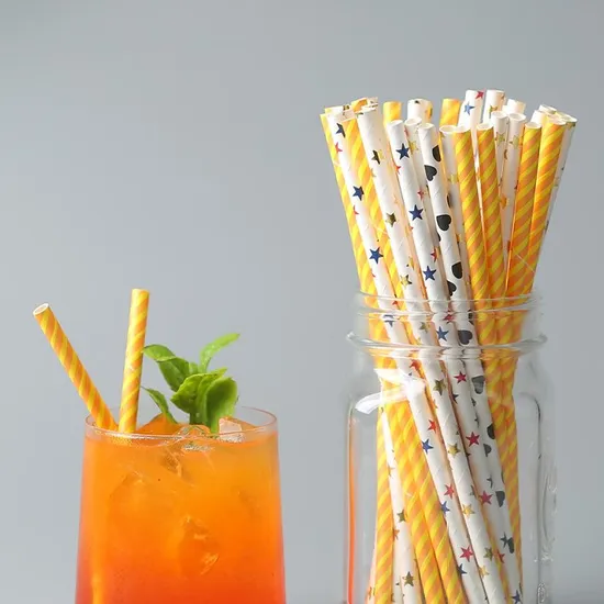 BIOHS-PS Custom Printed Biodegradable Paper Straws for Restaurants