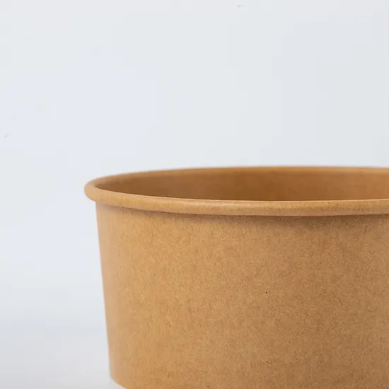 Compostable Kraft Paper Lunch Bowl Boxes with Lid for Food Packaging