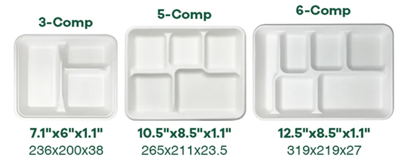 Eco-Friendly Biodegradable Disposable Sugarcane Bagasse Tableware overhead view showing natural texture