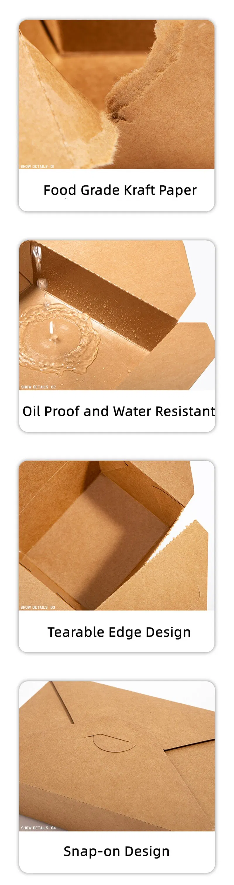 CMYK Printed Kraft Food Packaging with Custom Brand Logo and Tamper-Evident Stickers