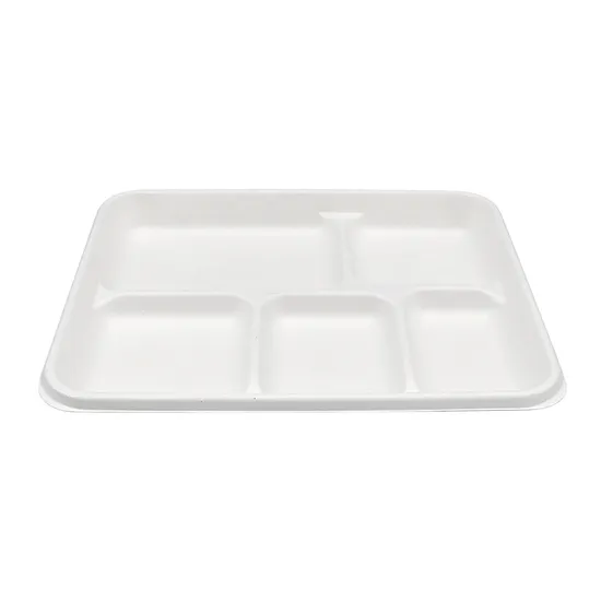 Biodegradable 5-Compartment Food Tray with Cover BIOHS-BT5