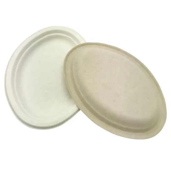 ST-PO Biodegradable Sugarcane Pulp Oval Plates for Eco-Friendly Dining