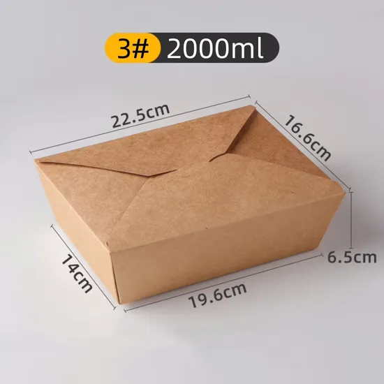 Eco-Friendly Kraft Paper Food Containers for Takeaway Greasy Food