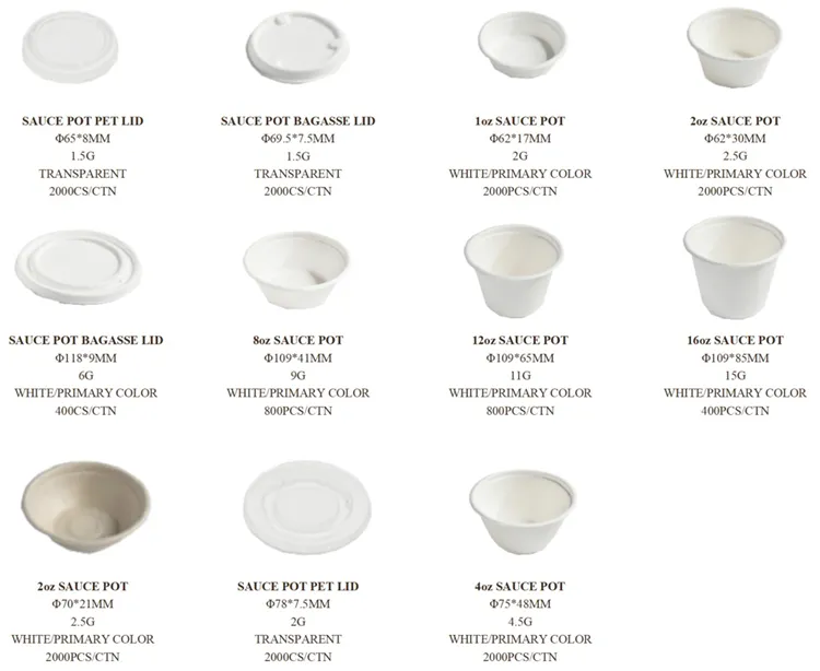 Stackable 1/2/4 Oz bagasse sauce pot bowls optimizing commercial kitchen storage