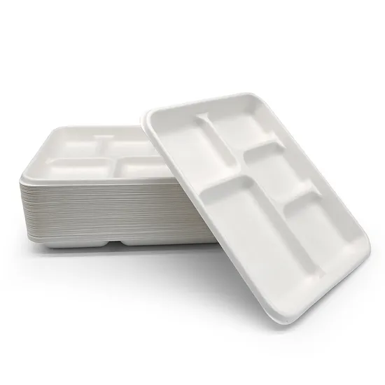 Biodegradable 5-Compartment Food Tray with Cover BIOHS-BT5