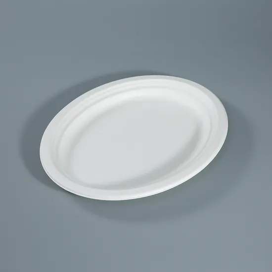 ST-PO Biodegradable Sugarcane Pulp Oval Plates for Eco-Friendly Dining