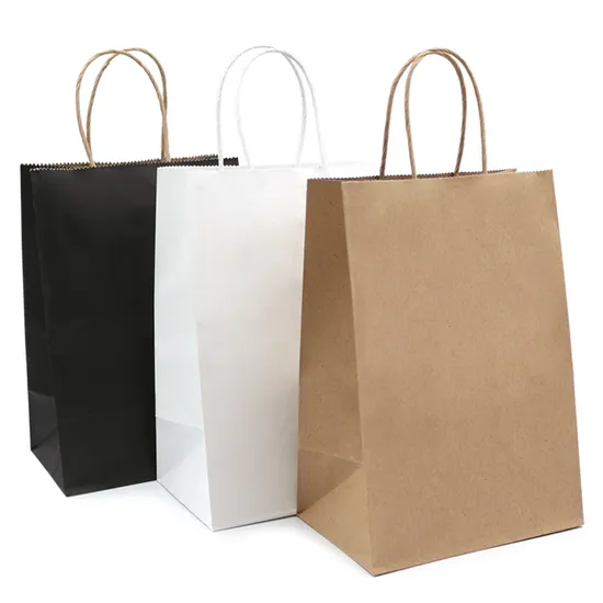 Custom Logo Recycled Kraft Paper Shopping Bag PBH-001 with Handles